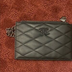 Black Quilted Leather Chain Wallet